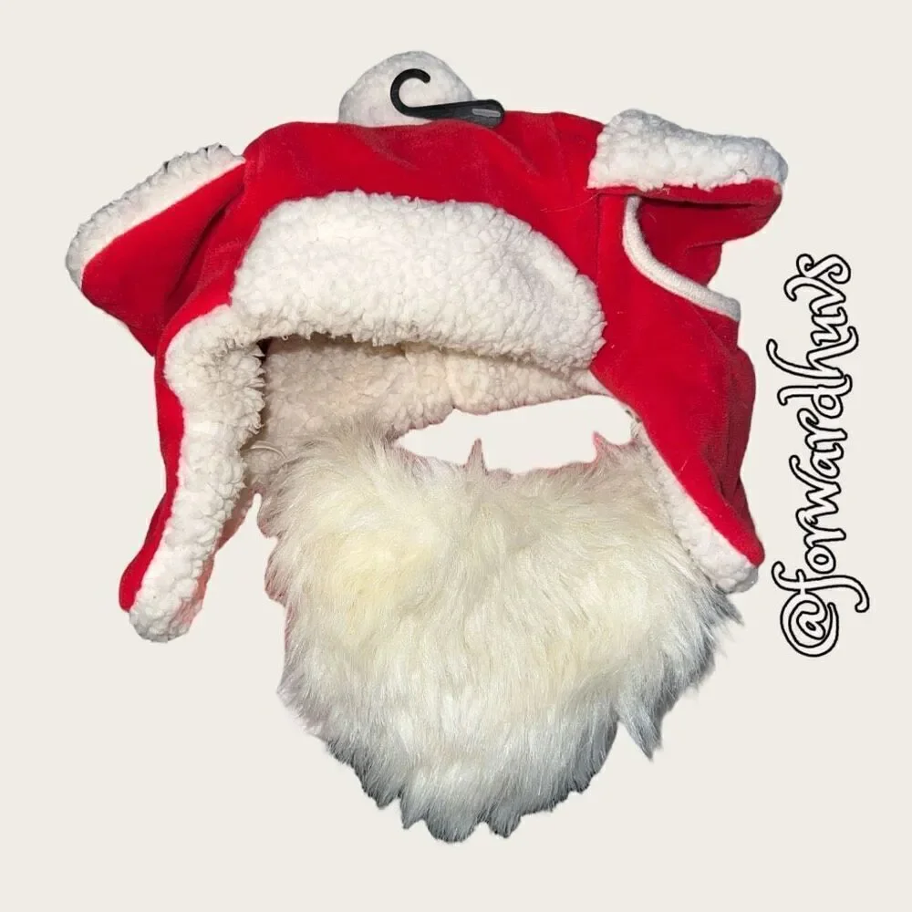 Santa Hat with Beard for XL Dog  **View Photos of Inside of beard** Damage